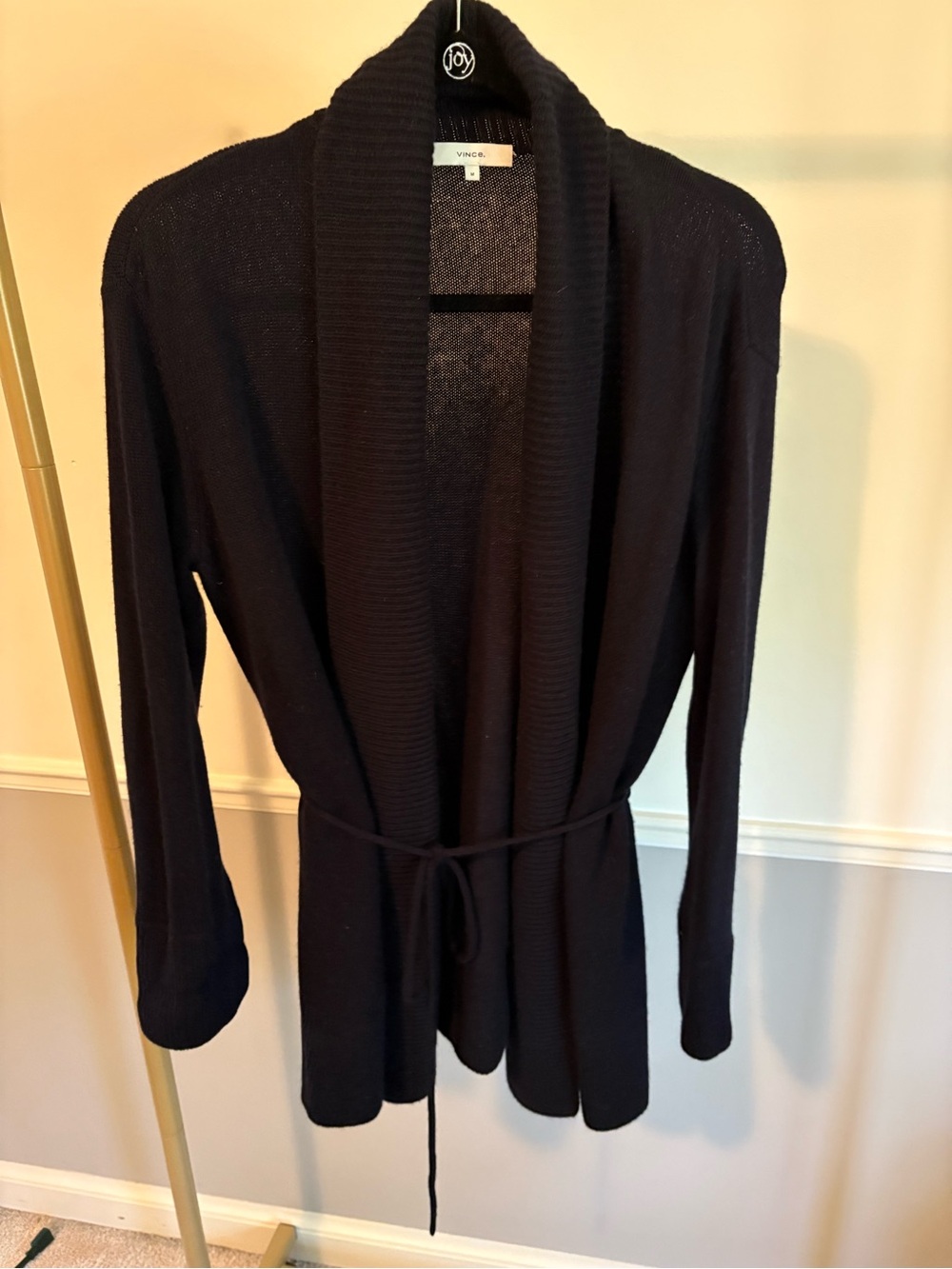 Vince Shawl-Collar Belted Cardigan Sweater